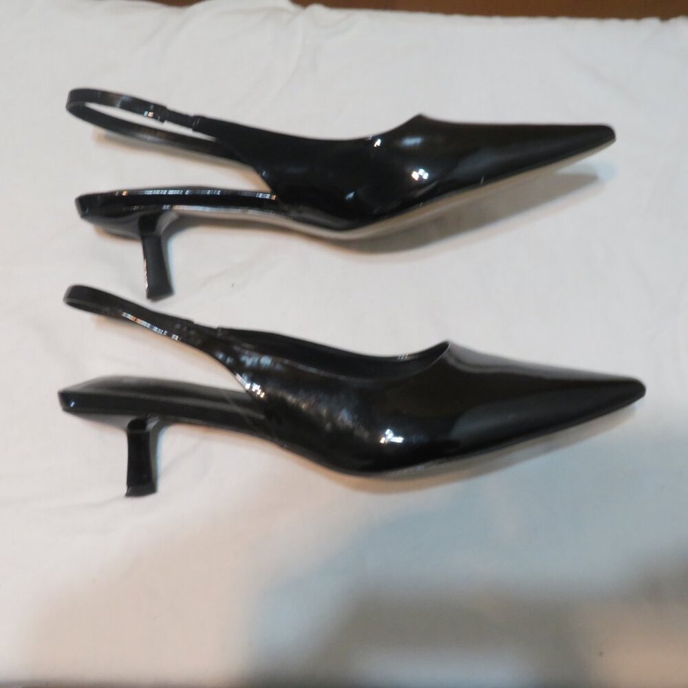 MIX NO. 6 Black Pumps Kitten Heels Stretch Ankle Strap Size 8